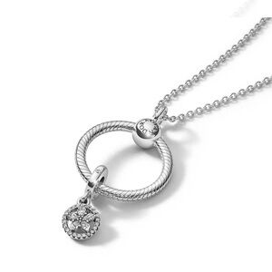 Pandora Sterling Silver Sparkling Snowflake O Pendant Gift Set